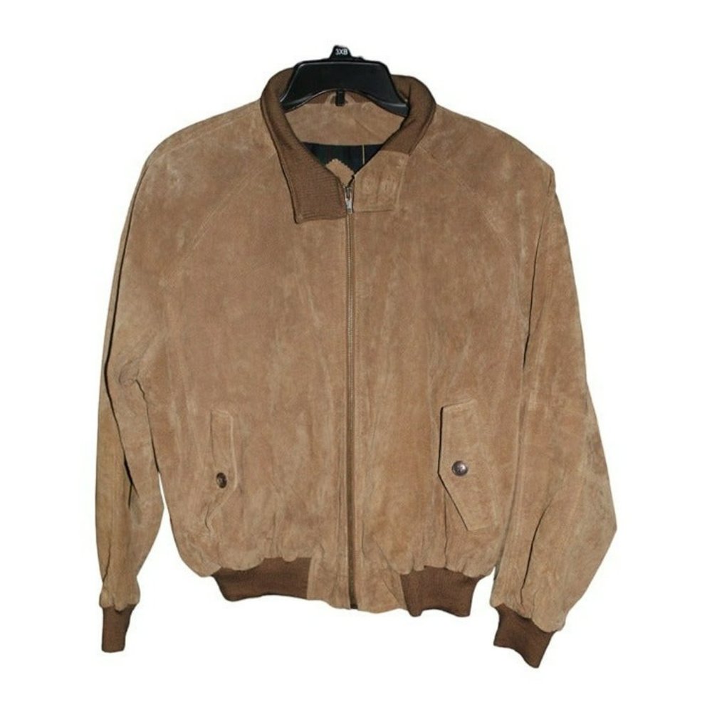 Orvis Brown Suede Genuine Leather Bomber Jacket Size M